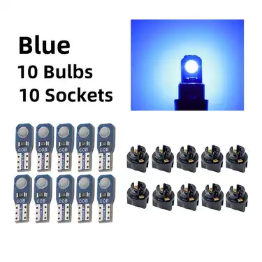 10-Pack T5 Blue Cob LED Dashboard Indicator Bulbs – PC74 Twist Lock Kit