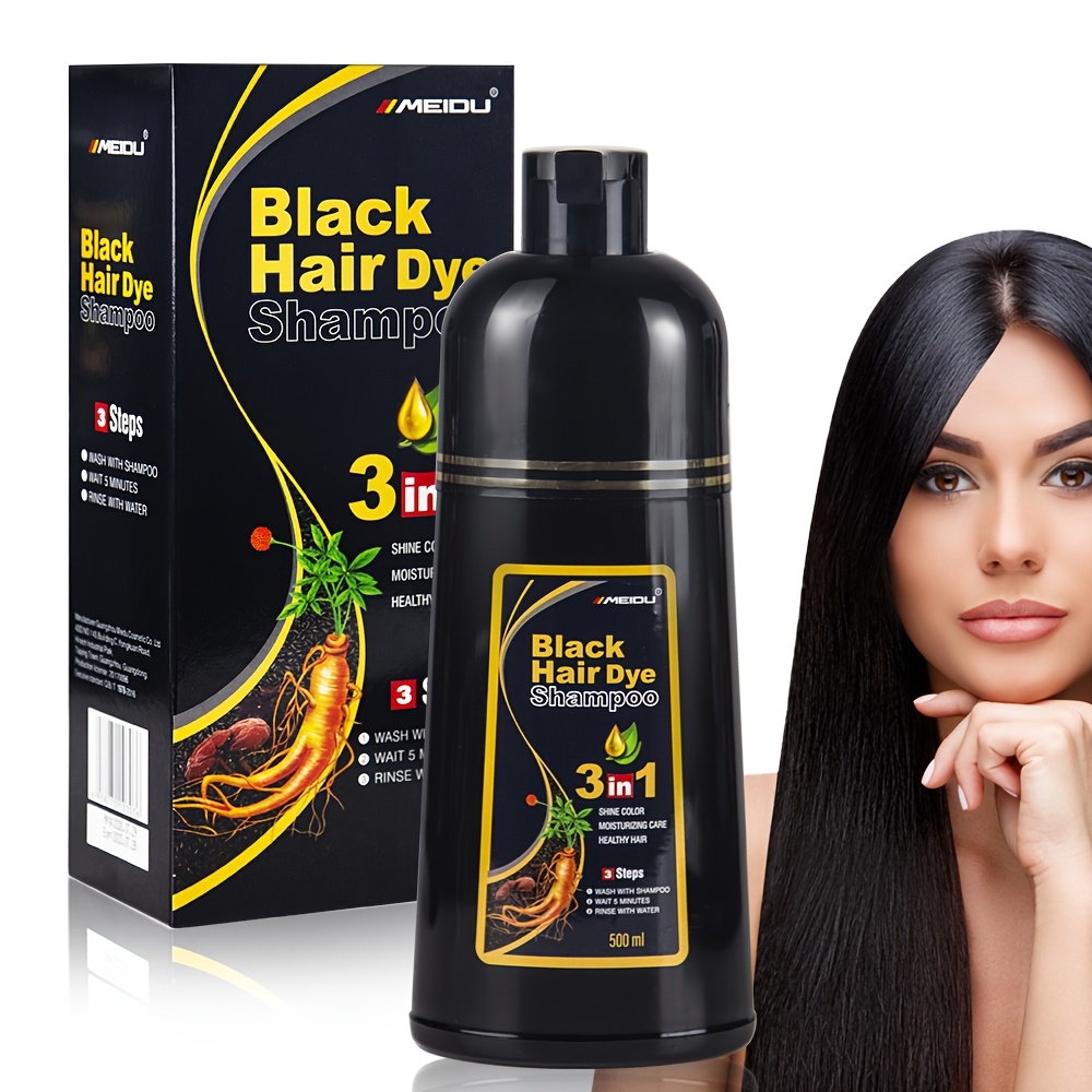 TEMU Halloween Hair Dye Care Halloween Gift Black Hair Dye Shampoo, Quick Acting Hair Dye, Covers White Hair, 3in 1, Containing Ginger And Ginseng