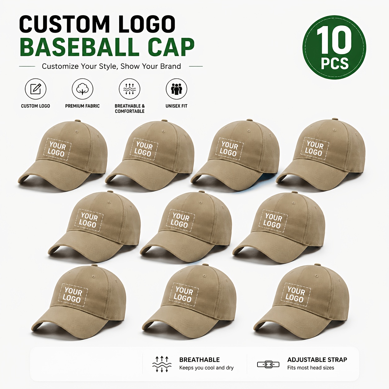 10pcs Custom Pattern Halloween Baseball Caps, Adjustable for Adults