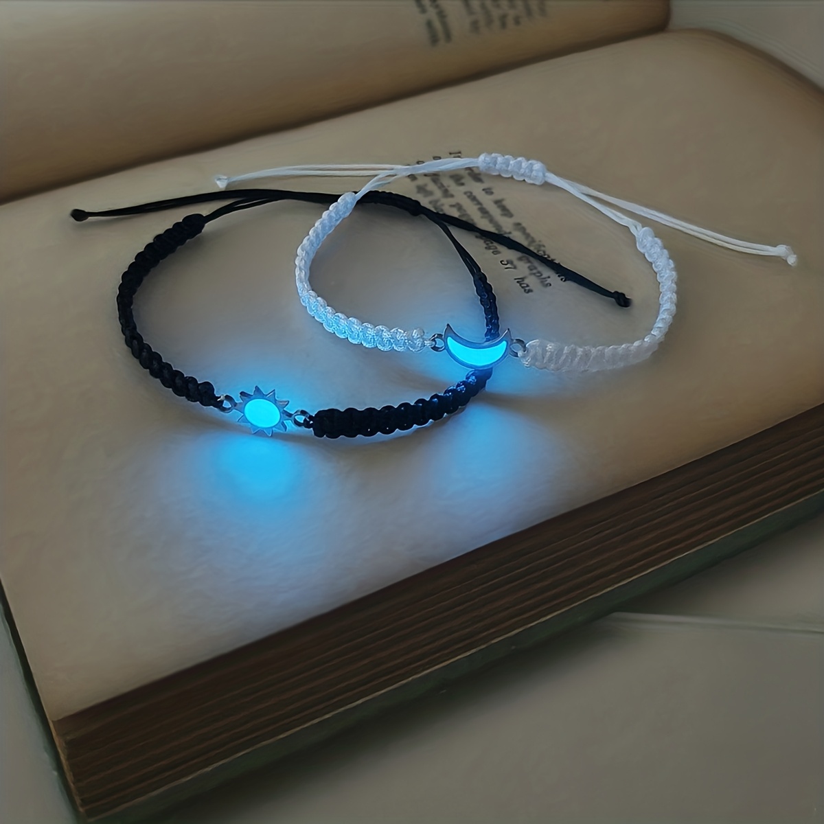 TEMU 2 pezzi/set Braccialetti a Forma di Sole e Luna Fosforescenti per Coppie, Accessori Moda Donna Regalo per San Valentino