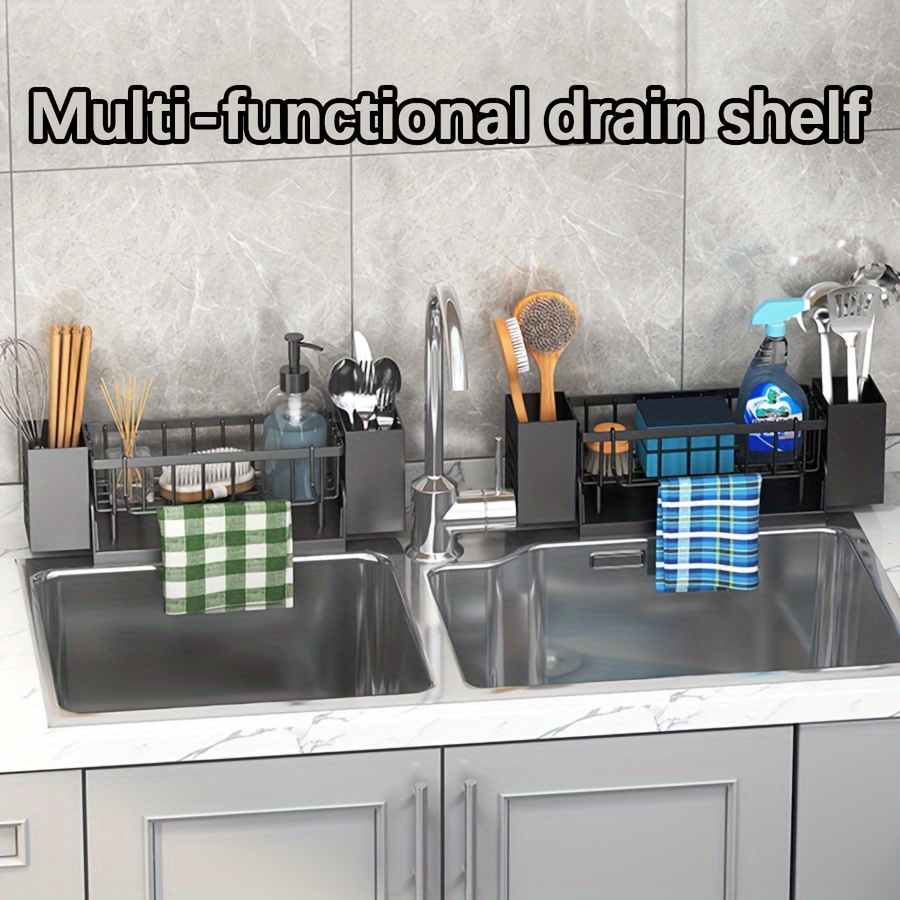 

Kitchen & Bathroom Sink Organizer - Faucet Caddy For Sponges, Soap, Brushes & Towels - Abs Storage Rack