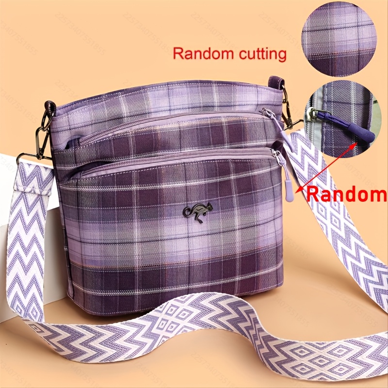 New Women's Shoulder Bag And Crossbody Bag Made Of Durable Nylon Fabric With Adjustable Shoulder Strap. The Fabric Pattern Is Cut, And Random