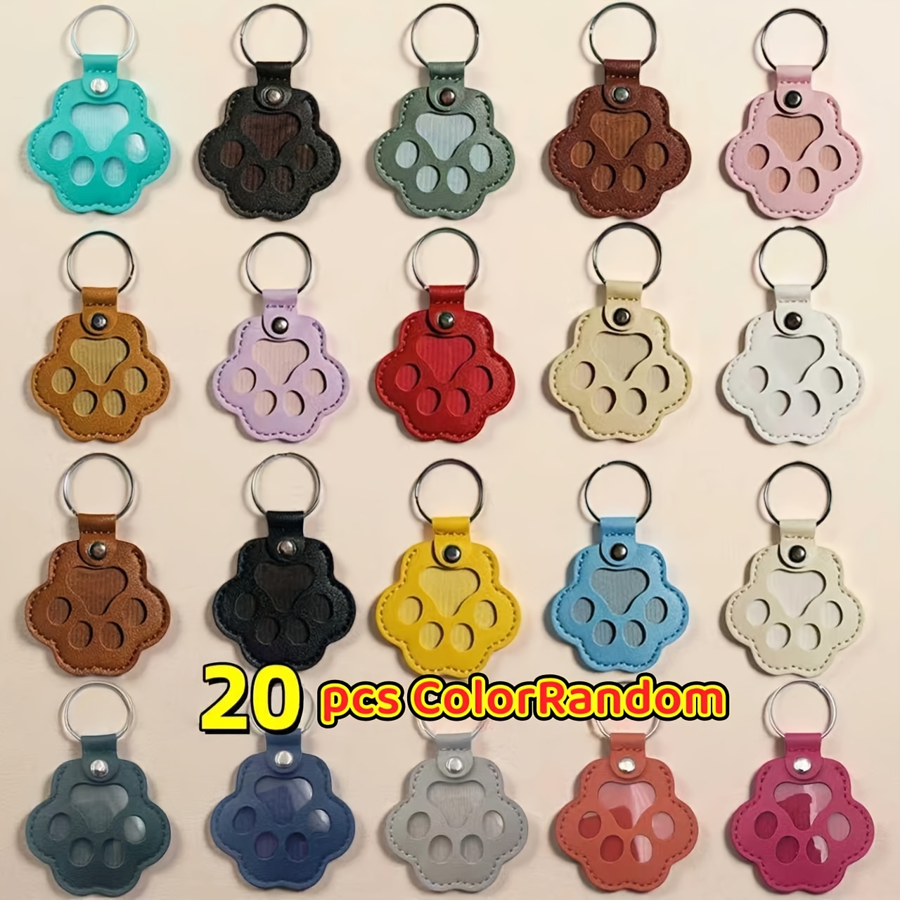 TEMU 20 Pezzi Portachiavi con di - Portachiavi in Pelle PU per Ricordo di Animali Domestici, Regalo Caldo per Natale, Compleanno o Feste, 20 Colori ,
