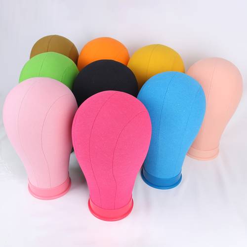 22 inch colorful canvas for wig display styling wig head with c stand wig cap t needles c needles and thread