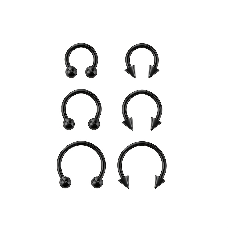 6pcs Stainless Steel Hoop Earrings & Nose Rings Set