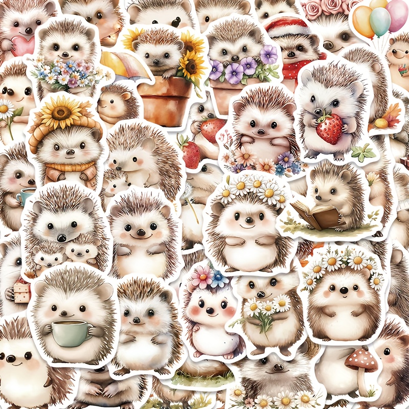 Hedgehog Stickers - 50pcs - Decorative Stickers For Phone Cases, Laptops, Water Bottles, Guitars, And Sealing