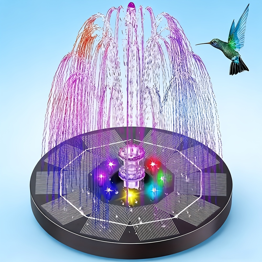 3 5w led solar powered fountain with built in battery solar fountain detachable elegant design     day and night lights  