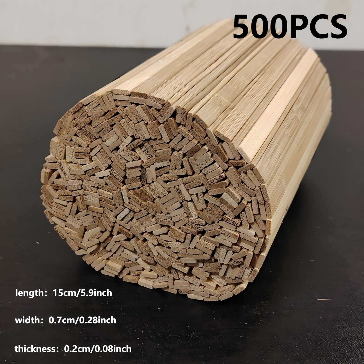 Image of A Pack Of 500pcs, Carbonized Bamboo Strips With A Thickness Of 2mm, A Width Of 7mm, And A Length Of 15cm, Suitable For Crafts, Scene Modeling, And Architectural Model Making
