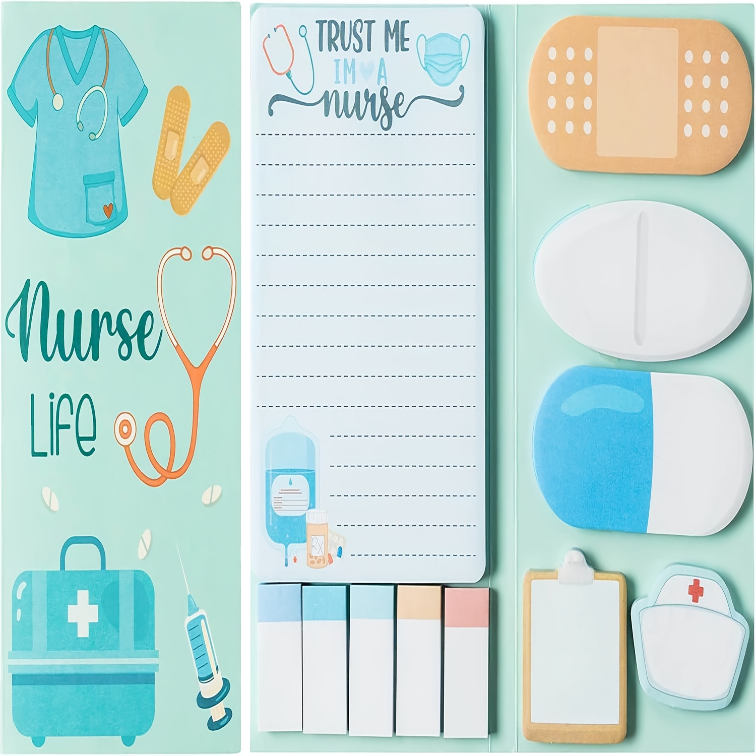 

Nurse Note Set, 550 Sheets, Cute Cartoon Medical Supplies Self-adhesive Notes Pad Binding Memo Pad Suitable For Nurse Hospital Back-to-school Nurse Supplies Gifts