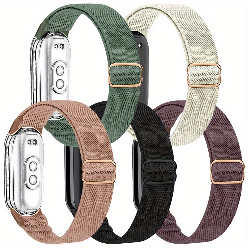 5 Packs (for ) Chinber For Xiaomi Smart Band 9/8 Compatible Replacement Strap - Soft Breathable Nylon Sport Loop Watch Band, Adjustable Wristband Compatible With