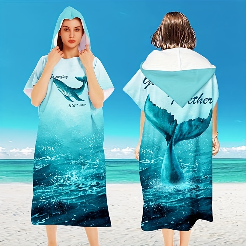 Hiturbo Microfiber Changing Robe Surf Poncho: Colorful Quick Dry Swim Towel With Hood - Pool Beach Bath Towel For Swimming Surfing (Lemon)