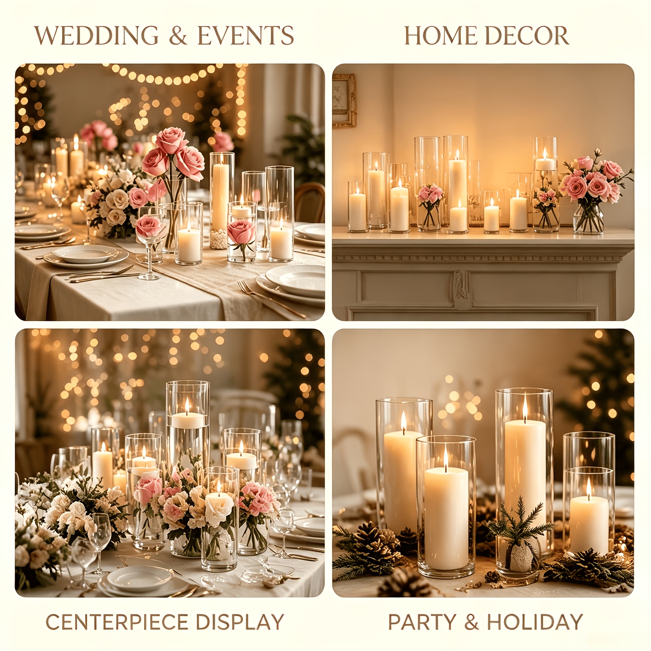 24pcs Cylinder Glass Vases for Centerpieces
