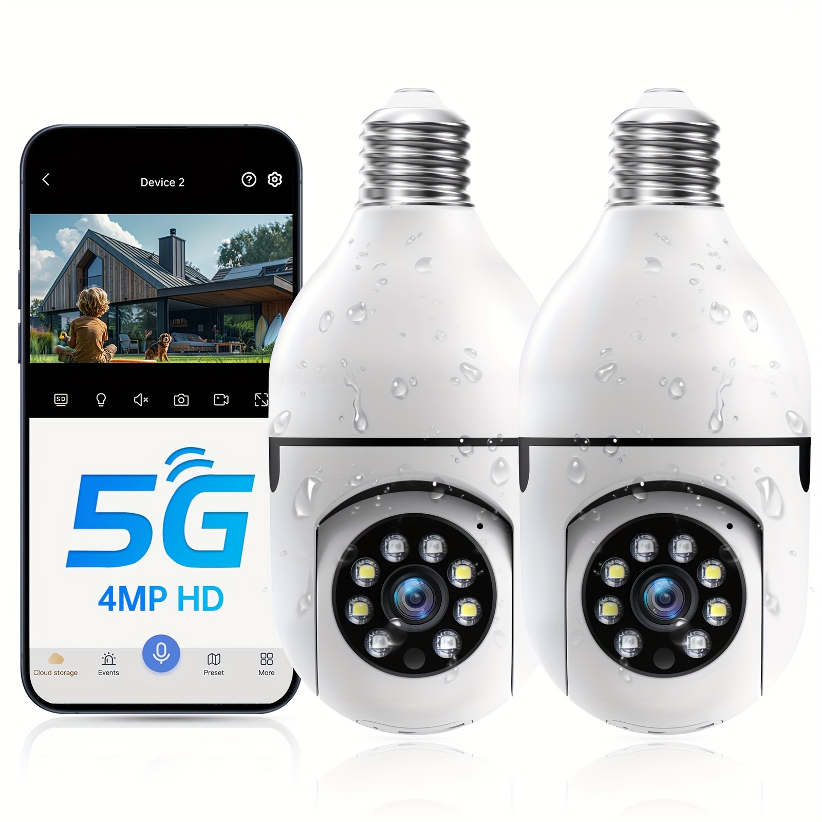 

4k Bulb Security Camera Outdoor Wireless 5g And 2.4ghz Wifi 4k Hd Bulb Camera Indoor, 360° Home Security, Detection And Alarm, Audio, Night Vision Indoor/outdoor Intelligent Anti-theft App Control