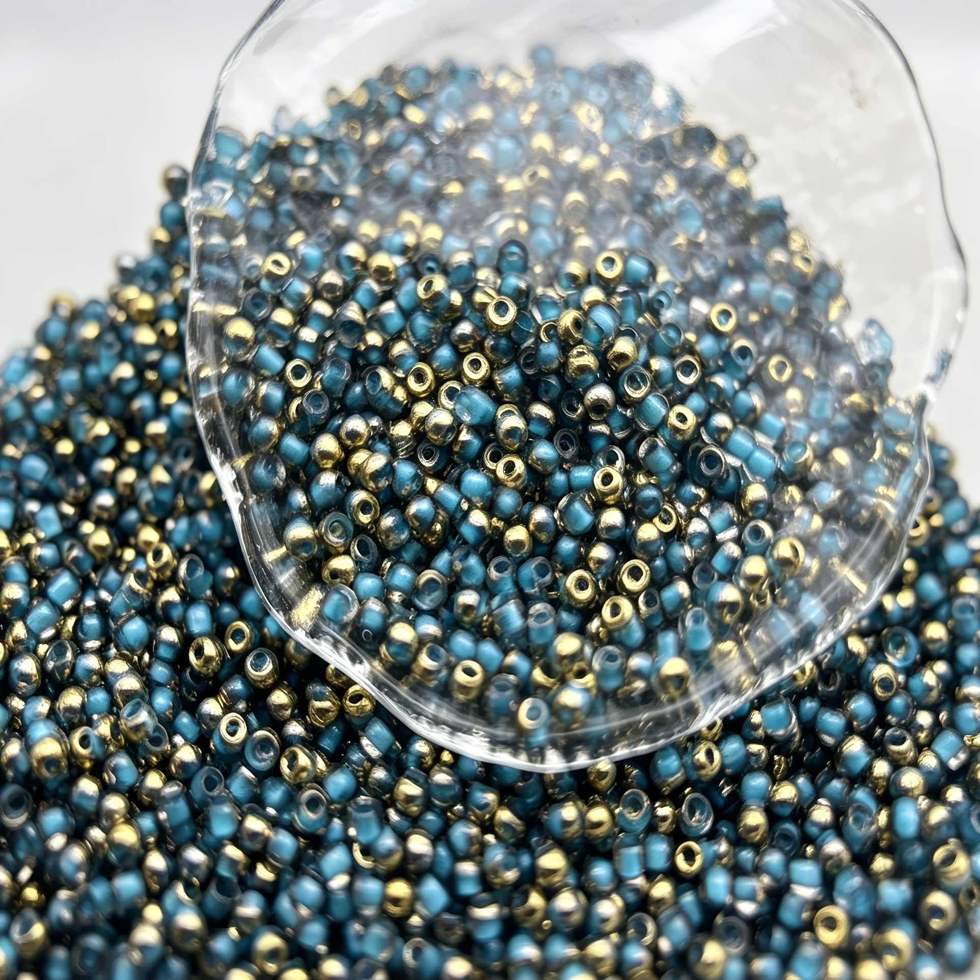TEMU 380pcs Perles de Jade Artificiel Demi-Doré 4mm - Perles d'Espacement Rondes pour Fournitures de Bijoux Main DIY, Multicolore, Accessoires pour