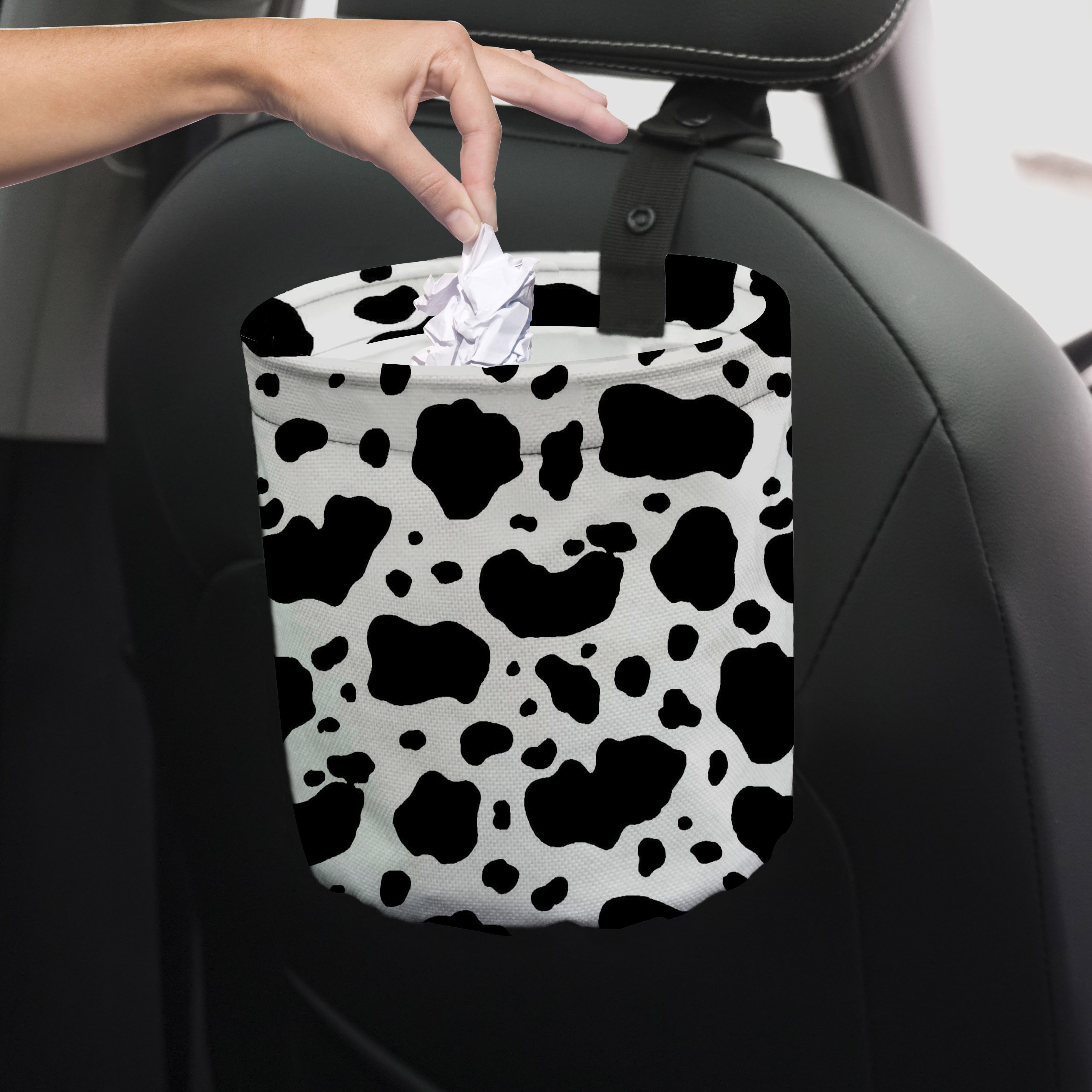 

1pc Cow Pattern Car - Portable For Car , Camping And - Men And Women Car Accessories - Organizer And Decoration