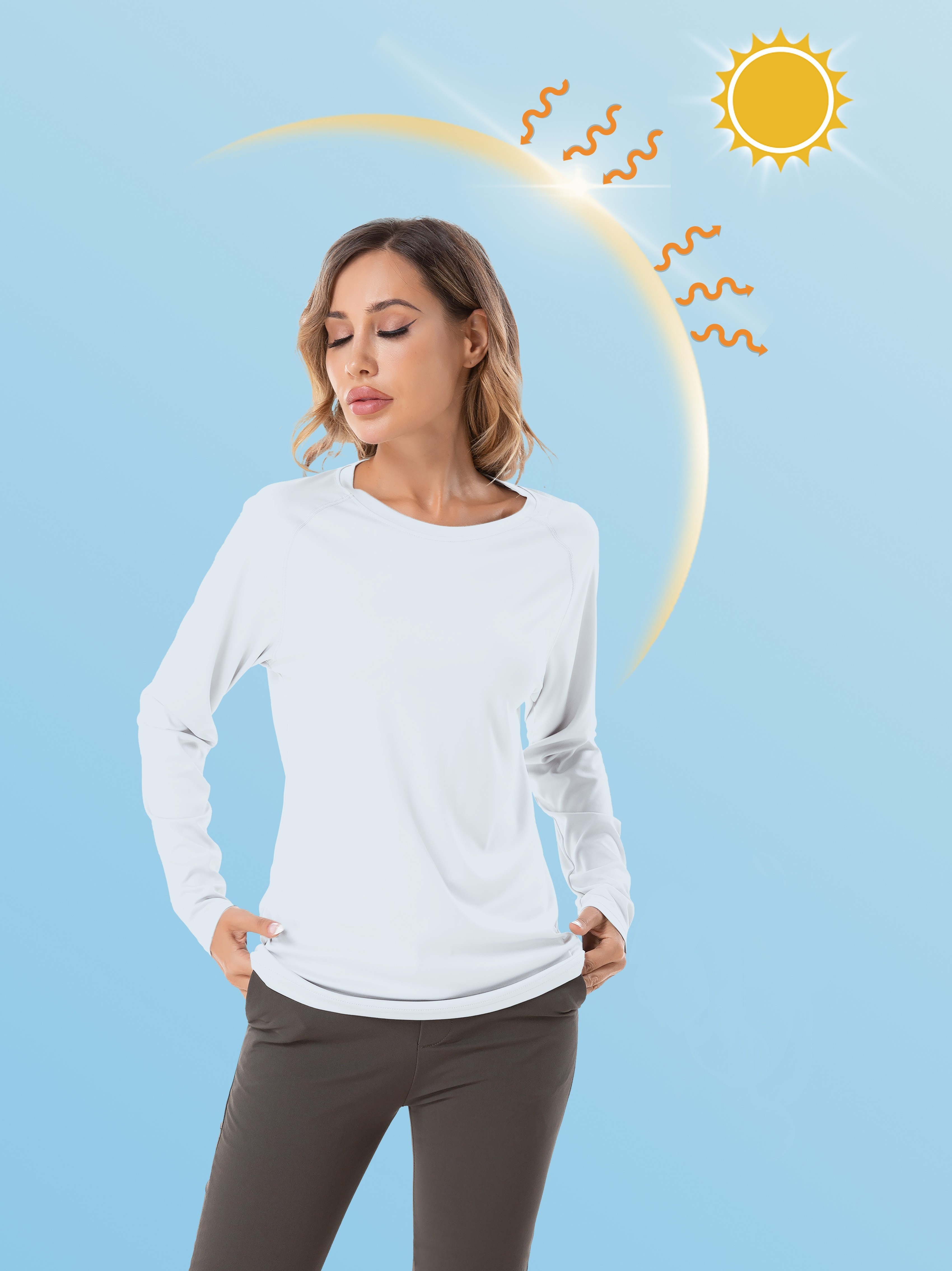 Camiseta protección solar manga larga sostenible Mujer blanco