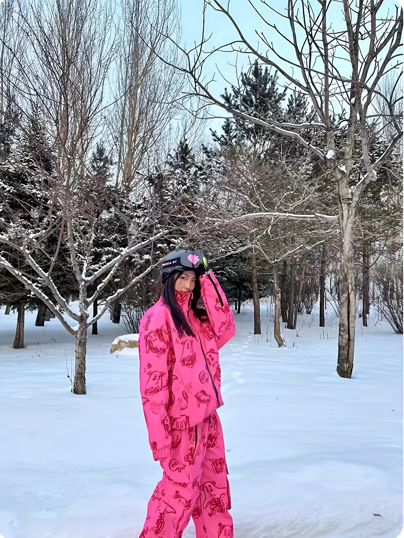 Pink Camouflage Ski Suit Women Winter Windproof Snowboard Jacket