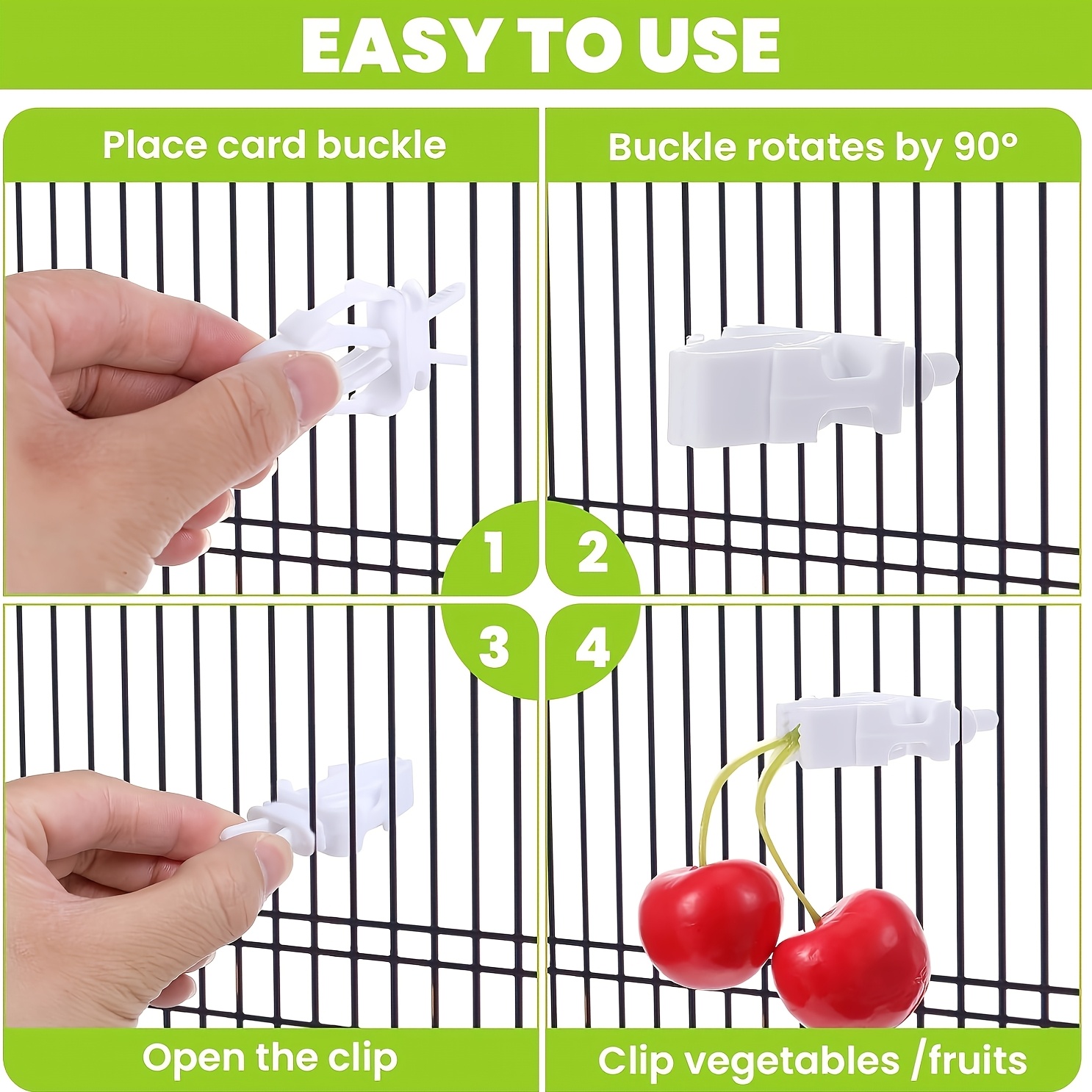 8pcs Parrot Bird Feeder And Waterer Hanging Cage Cups with Perch Fruit And Veggie Holder for Parrot Conure Food Water Dispenser, Without Battery