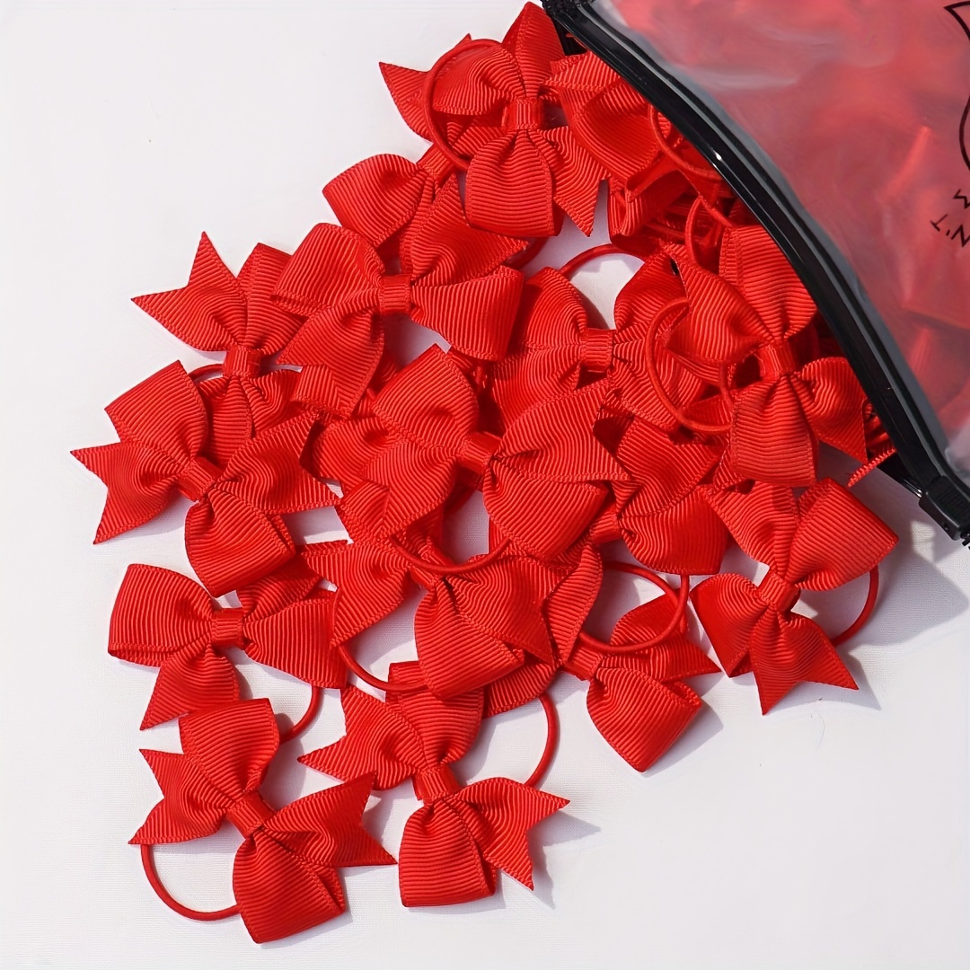 TEMU Set Of 20 Two-inch Hair Ties For Featuring Bows, Sturdy Rubber Bands For Ponytails, Additions For And, Sold In Pairs