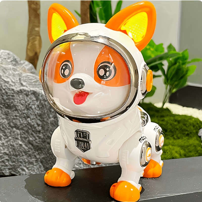 TEMU Interactive Robot Dog Toy - Automatic Obstacle Detection, Astronaut Helmet Design, Durable Abs Material, Like A - Perfect Gift For Kids'