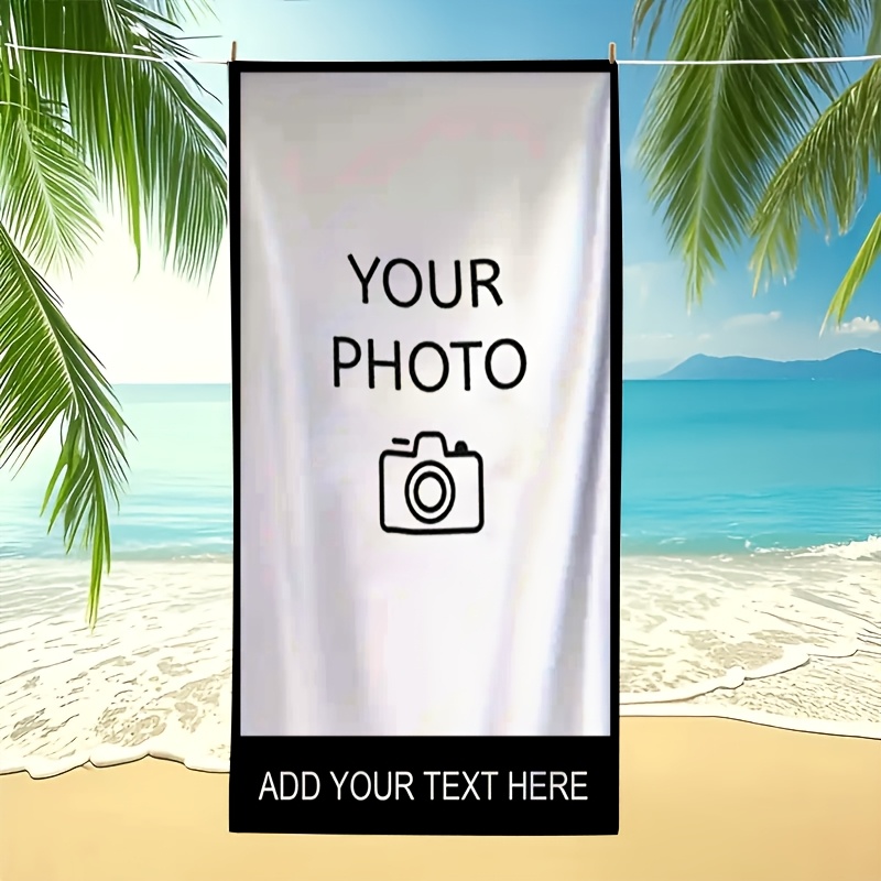 TEMU 1pc Personalized Design Your Photo, Text Print Beach Towel, Suitable For Swimming, Camping, Beach Towel, Multi-functional Design, Comfortable