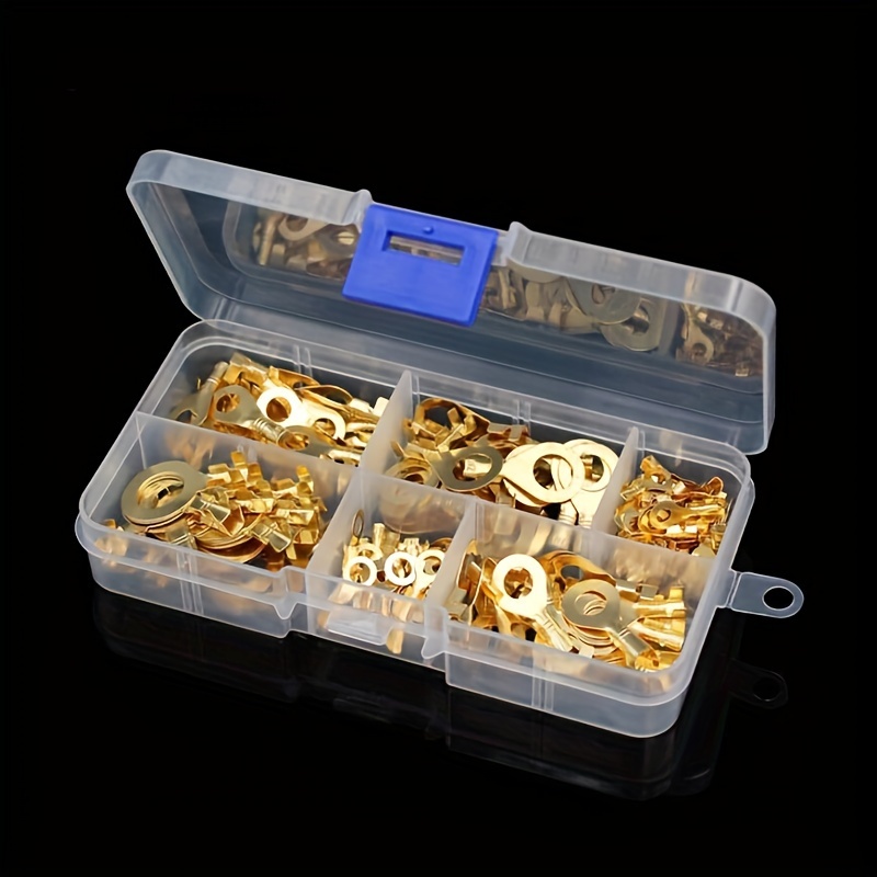 Image of 150pcs Boxedgolden Ring Crimping Terminal Wire Connector M3/m4/m5/m6/m8/m10 Ground Lugs Terminal Cold-pressed Copper Tab Wiring Wire Connection Terminal 0-36v