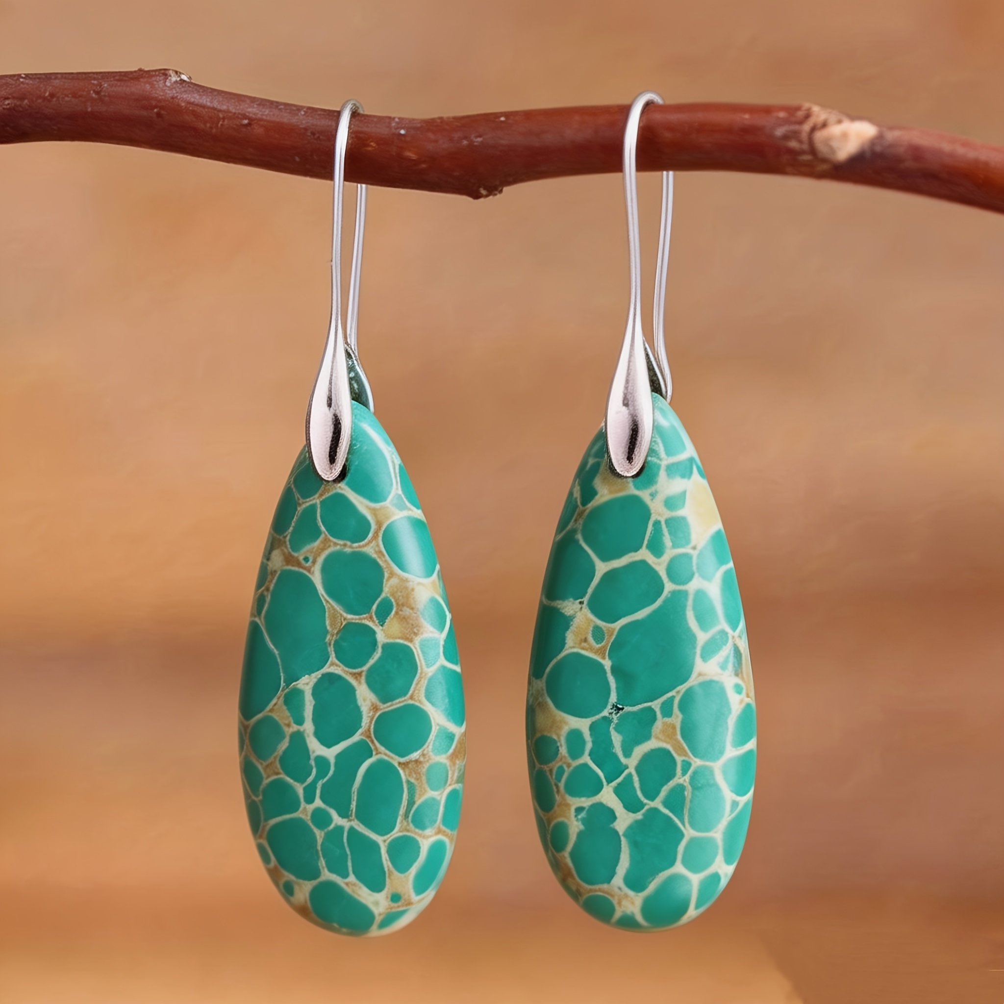 TEMU 1 Set Of Natural Stone Teardrop Earrings