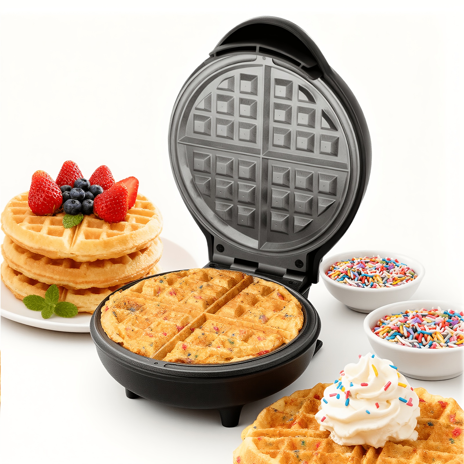 Image of Superlex Multifunctional 750w 4- Waffle Maker, Electric Frying Pan, Electric , Fast And Heating, Coated Baking Pan With Indicator Light, Ideal Breakfast For Daily Home Use And Small Gatherings