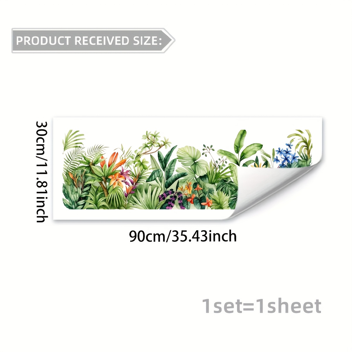 Image of 1pc (30 X 90cm) New Multi-style Original Leaf Floral Baseboard Spring Summer Wall Sticker Living Room Bathroom Background Decoration Background Wall Painting (m18917-kr)