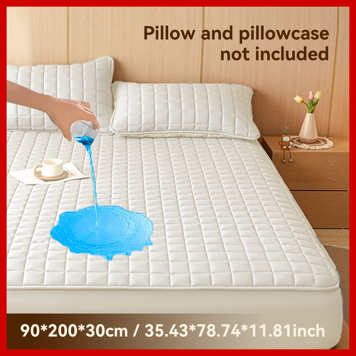 TEMU 1pc Waterproof Mattress Protector, Reusable Underpads For Incontinent Elderly People, Solid Color Fitted Sheet Bedding Cover, Minimalist