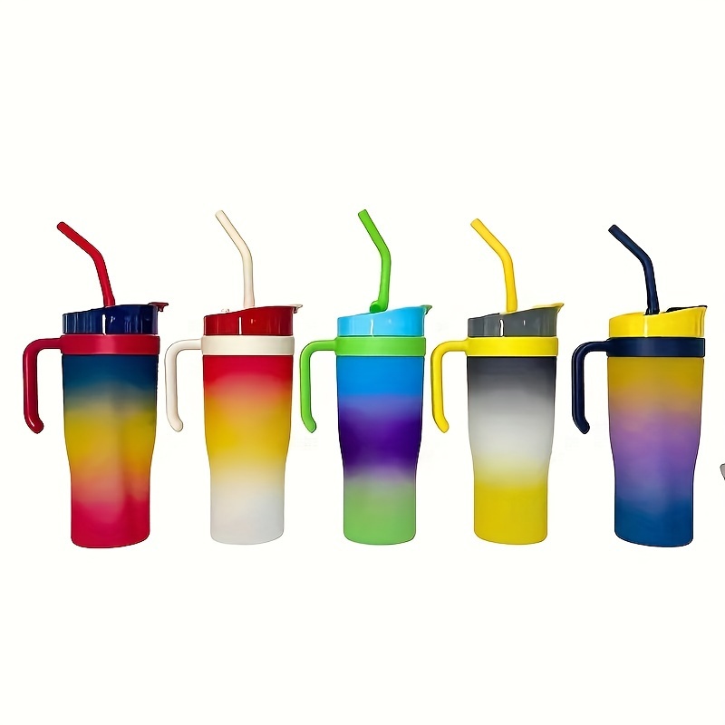 

1pc 1200ml/40oz Gradient Color Water Cup With Straw, Leakproof Portable Sports Water Bottle, Suitable For Outdoor Fitness, Hiking, Camping And Travel