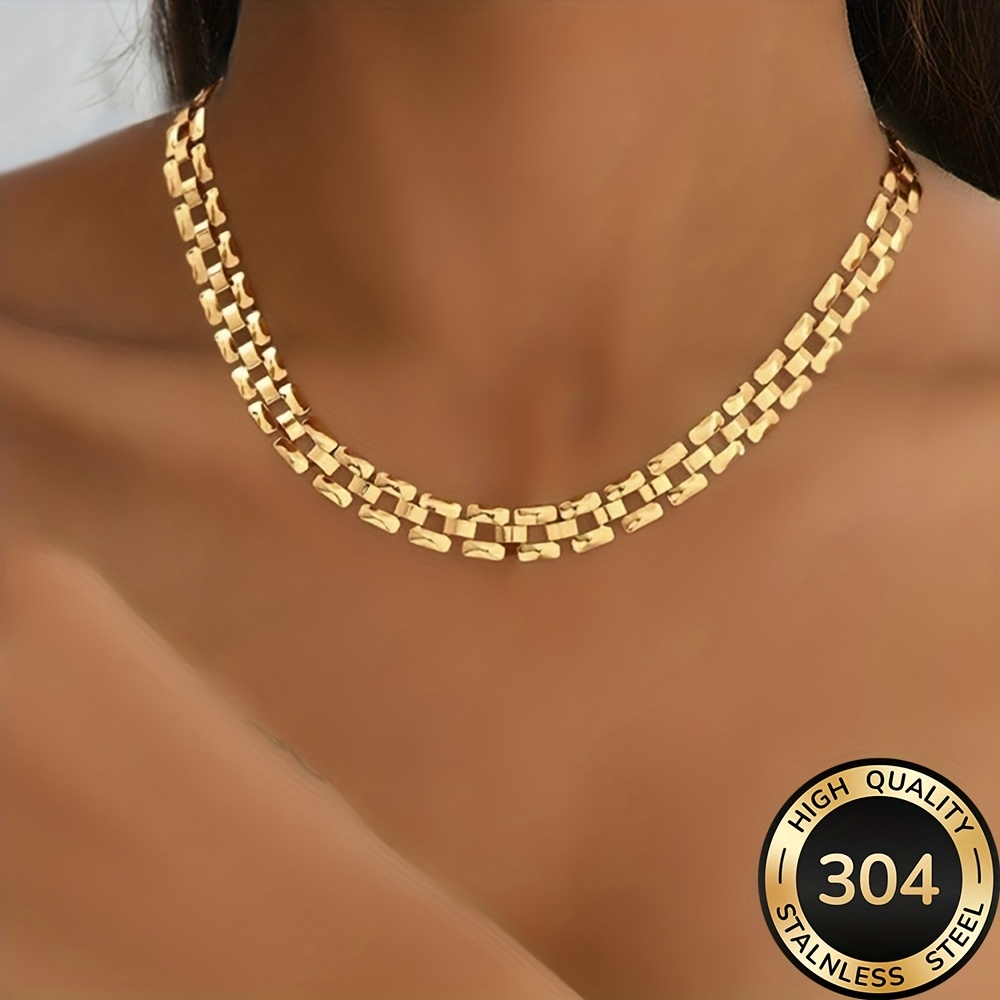 Hoogwaardige Roestvrijstalen Gouden Ketting, Vervaagbestendig, Eenvoudig en Elegant, Modieuze Damesketting voor Dagelijks Gebruik of Feesten, Damesmode Sieraden, Verfijnd Cadeau voor Vrouwen