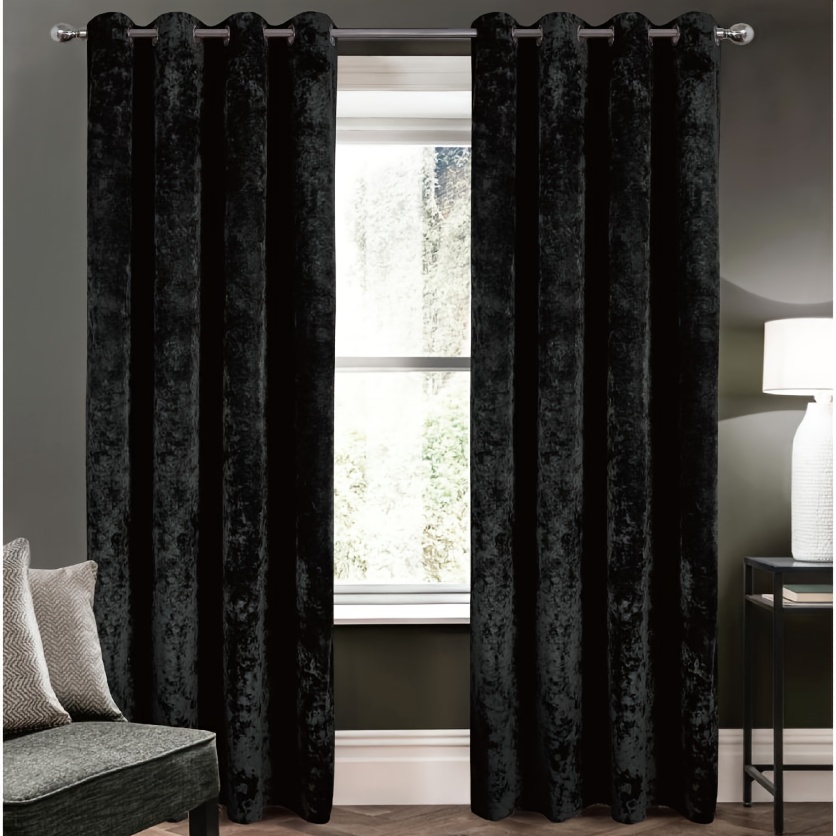 Image of 1pc Packed - Ice Velvet Thick Cloth Blackout Curtains, Shading Degree Above 85%, Size 140x260cm, Colors, Vertical And Beautiful, Shading And Windproof, Machine Washable, No , No Fading
