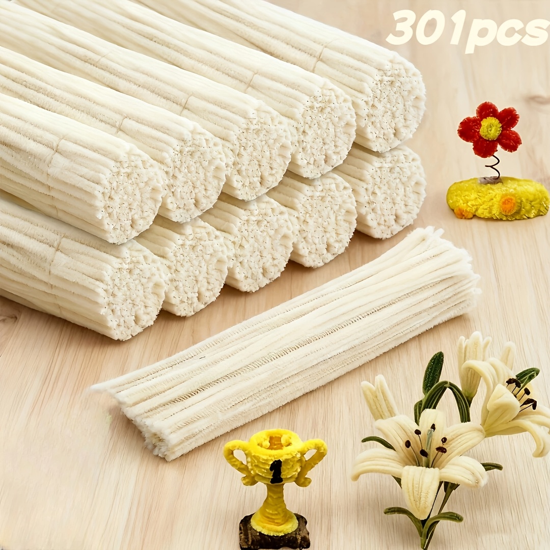 TEMU 301pcs Pipe Cleaner Craft Kit, Vibrant Colored Chenille Stems And Flowers, Flower Stems, Flexible Twisted Strips, Ideal For Crafts And Floral