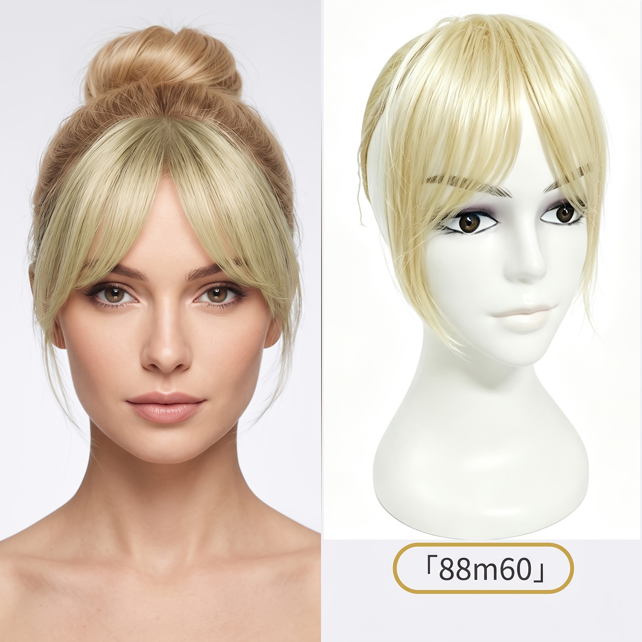 TEMU Chuhexiang Women's & Men's Curved -character Bangs Hairpiece Suitable For Hair Types, Face- Protein Fiber Wig With High Elasticity Bb Clip, For