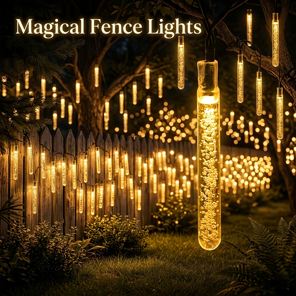 TEMU 100/50/20 Bulbs, Smart Fairy Light, Solar-powered Bubble Tube String Lights, Equipped With Smart Sensor, Solar Power, 8 Lighting Modes, Patio