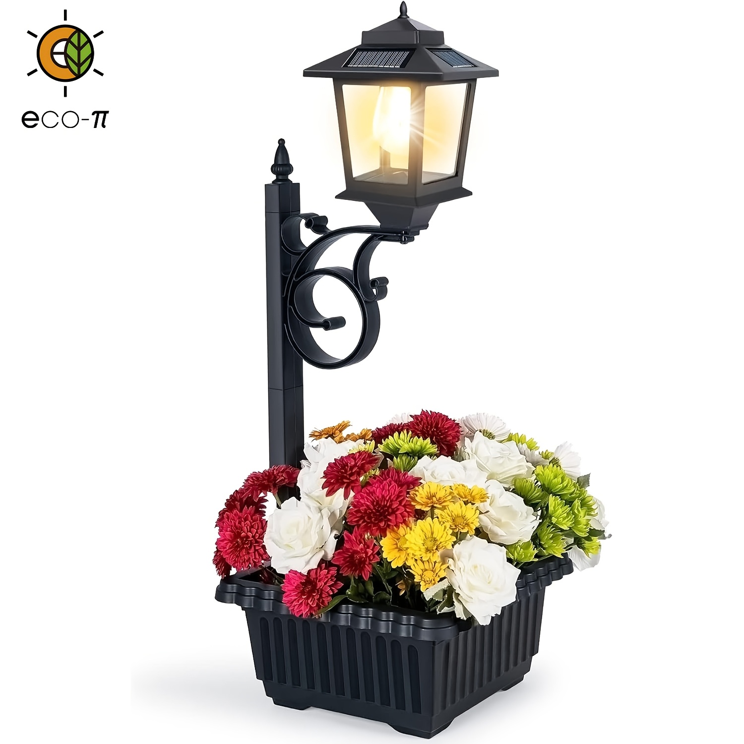 

1pc Outdoor Flower Pots 2 In 1, Outdoor Planter, Solar Lamp Post Lights Outdoor, Wall Mount Or Freestanding Solar Post Decorative Lamp For Lawn Patio Front/