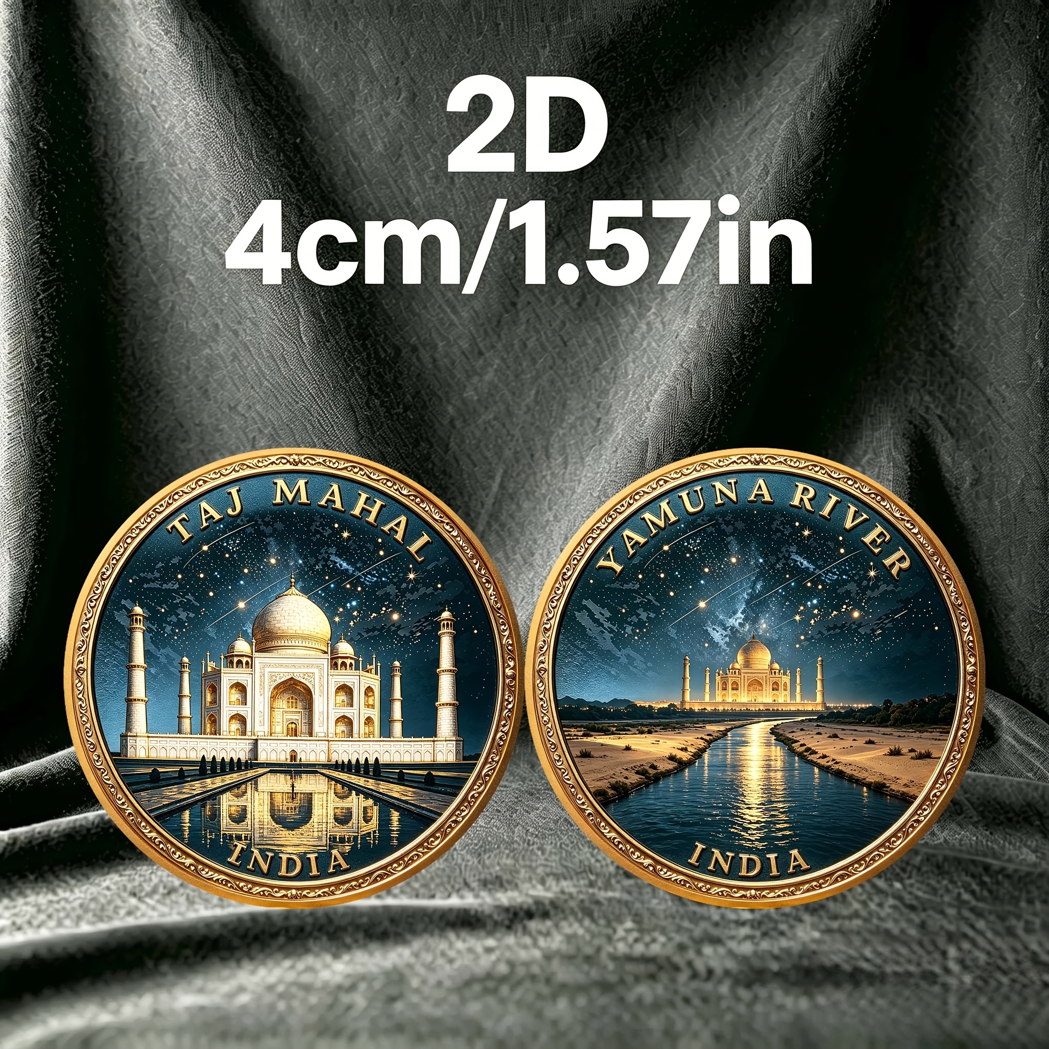 Taj Mahal Yamuna River Themed Double-Sided Commemorative Coin