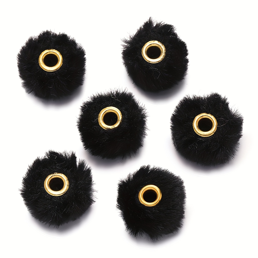 Set Of 10 Plush Beads With A Large Hole, Perfect For Winter-themed Decorations, Ideal For Bracelets And Necklaces, Suitable For Jewelry Crafting Supplies And Bead Collections