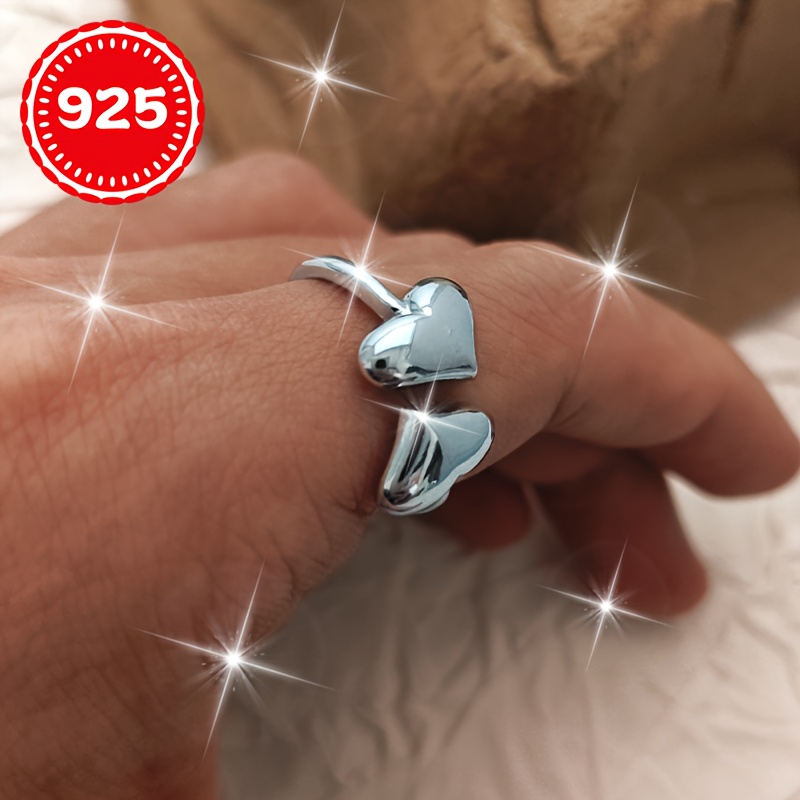 925 Silver Interlocking Hearts Ring Ideal for Couples