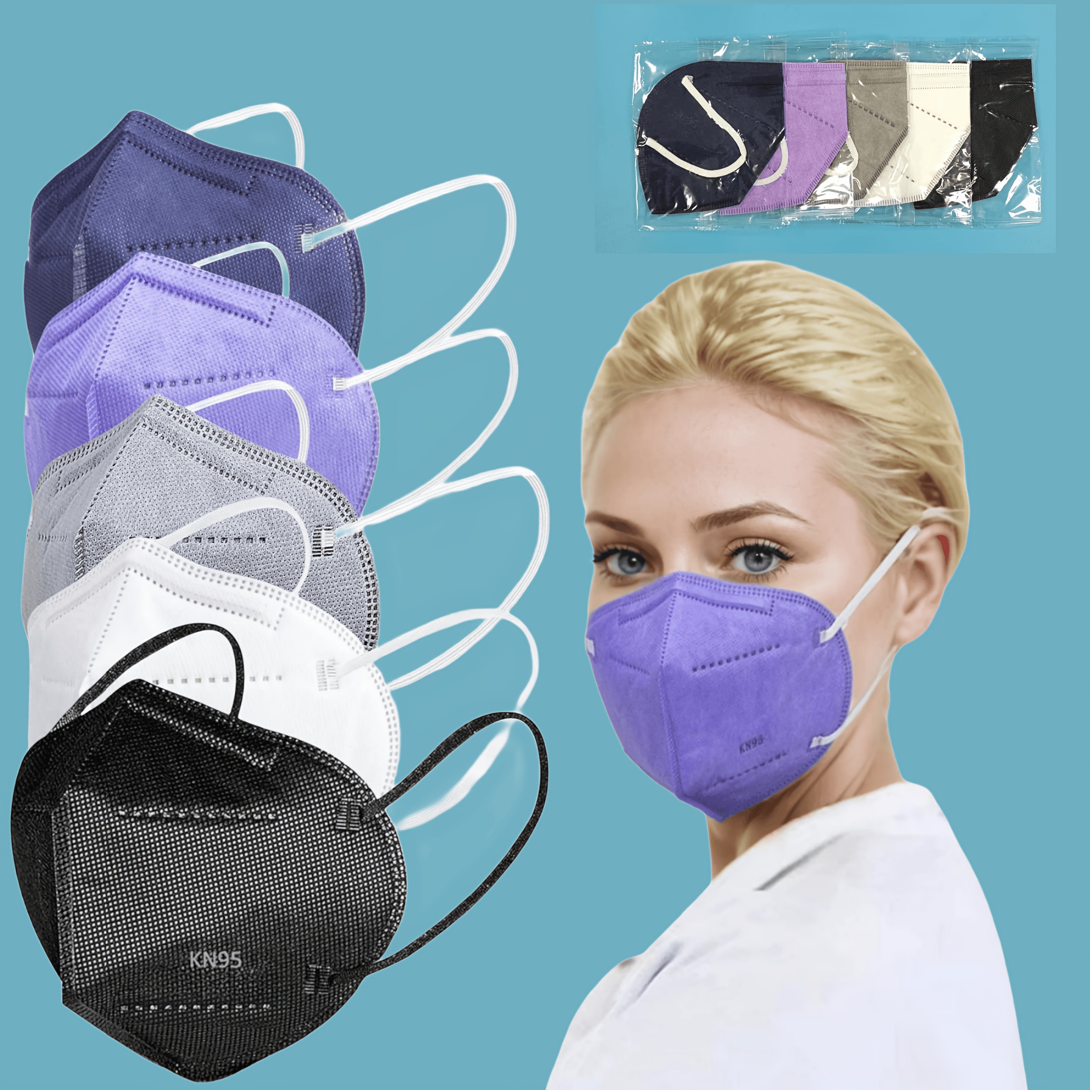 50st kn95 andningsbara ansiktsmasker hypoallergena - Temu Sweden