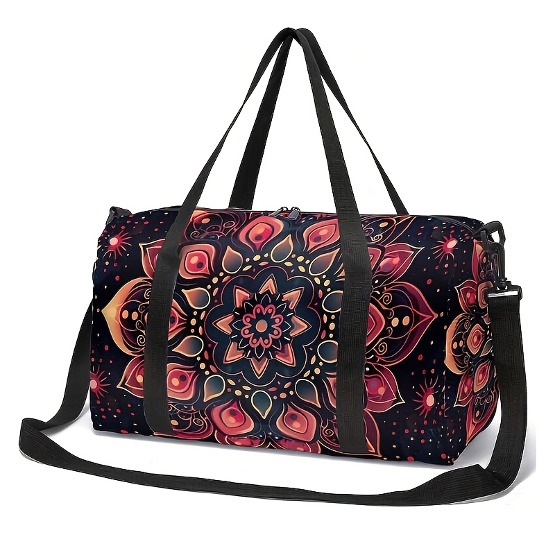 Image of Love Women's Bohemian Mandala Print Luggage Bag & Bag - Multicolor Mandala Patterns, Travel-friendly Compact Spacious Suitcase For Yoga Storage, Machine Washable (style Suitable For Gym, Yoga