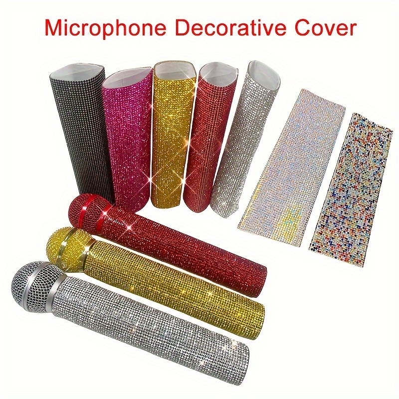 Rhinestones Microphone Cover Microphone Decorative Cover Temu