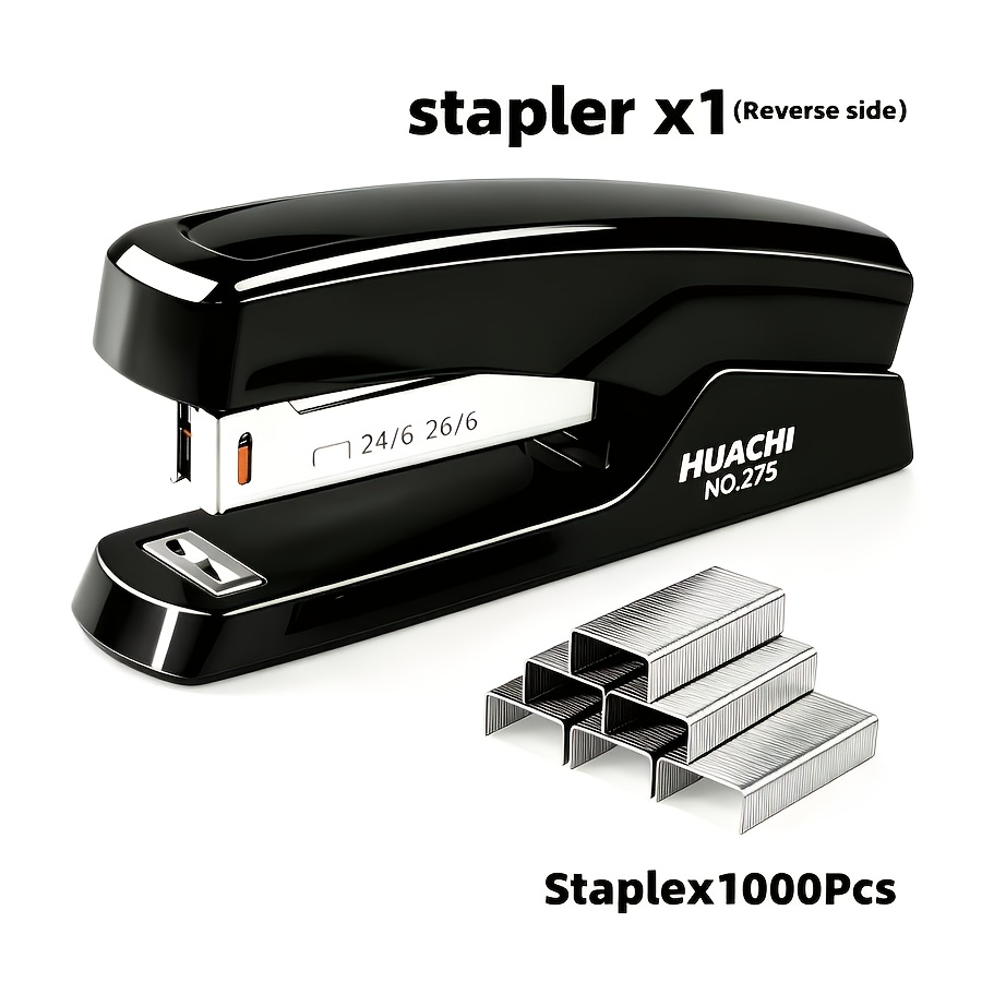 1pc Manual Desktop Stapler With 1000pcs , Plastic Stapler, Random Design, Suitable For Office, Home, Students, And Professionals, Modern Desktop Stapler, Marked