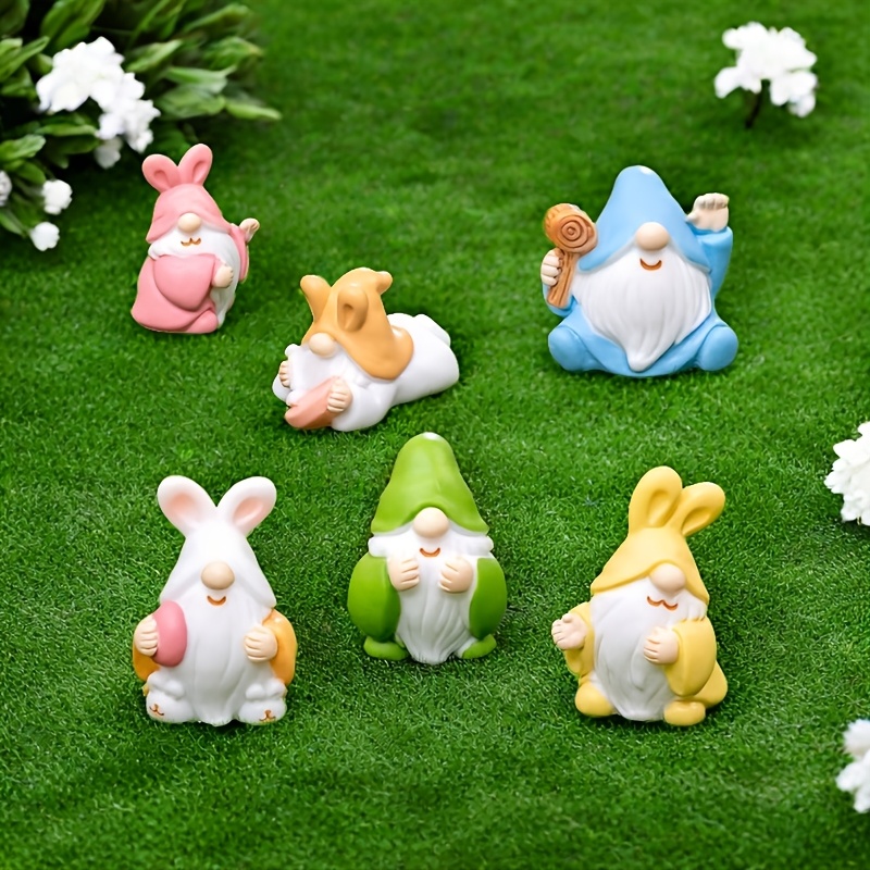 

6pcs New Micro Landscape Creative Cute Easter Dwarf Doll Resin Diy Decoration Accessories Desktop Small Ornaments Suitable For Festival Decoration