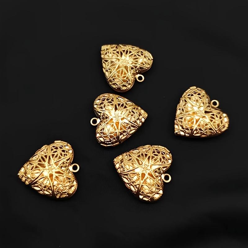 TEMU 5pcs Stainless -shaped Hollow-out Pendants With Clear Textures And Rich Details, Featuring A Hanging Hole Design, Ideal For Craft Enthusiasts
