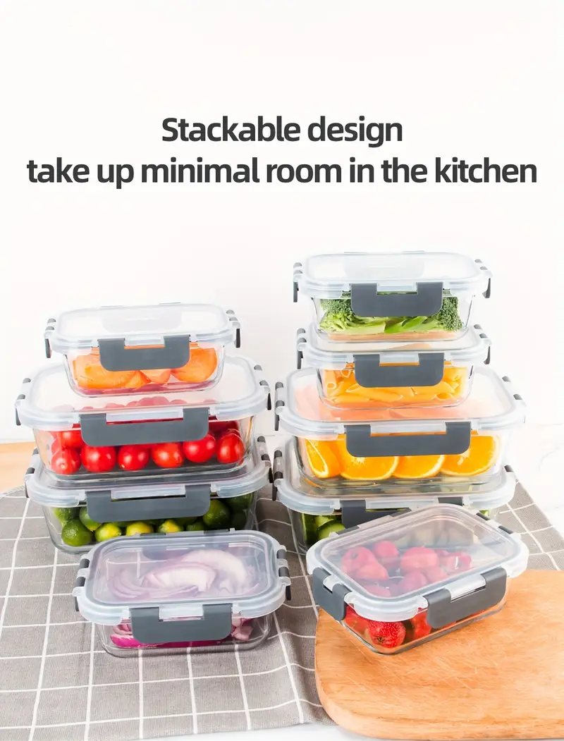 12 pack high borosilicate glass food storage containers set glass food meal prep containers with leakproof airtight lids home kitchen portion control Product details 2