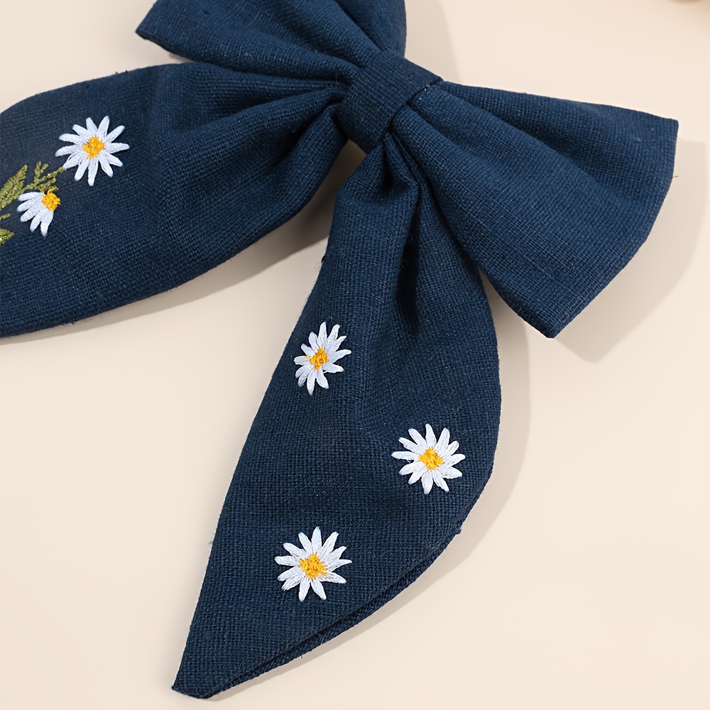1pc Floral Embroidered Hair Bow Clip Designed for Women, Featuring an Elegant Barrette That Prevents Slipping, Inspired by French Style, Suitable for And Women