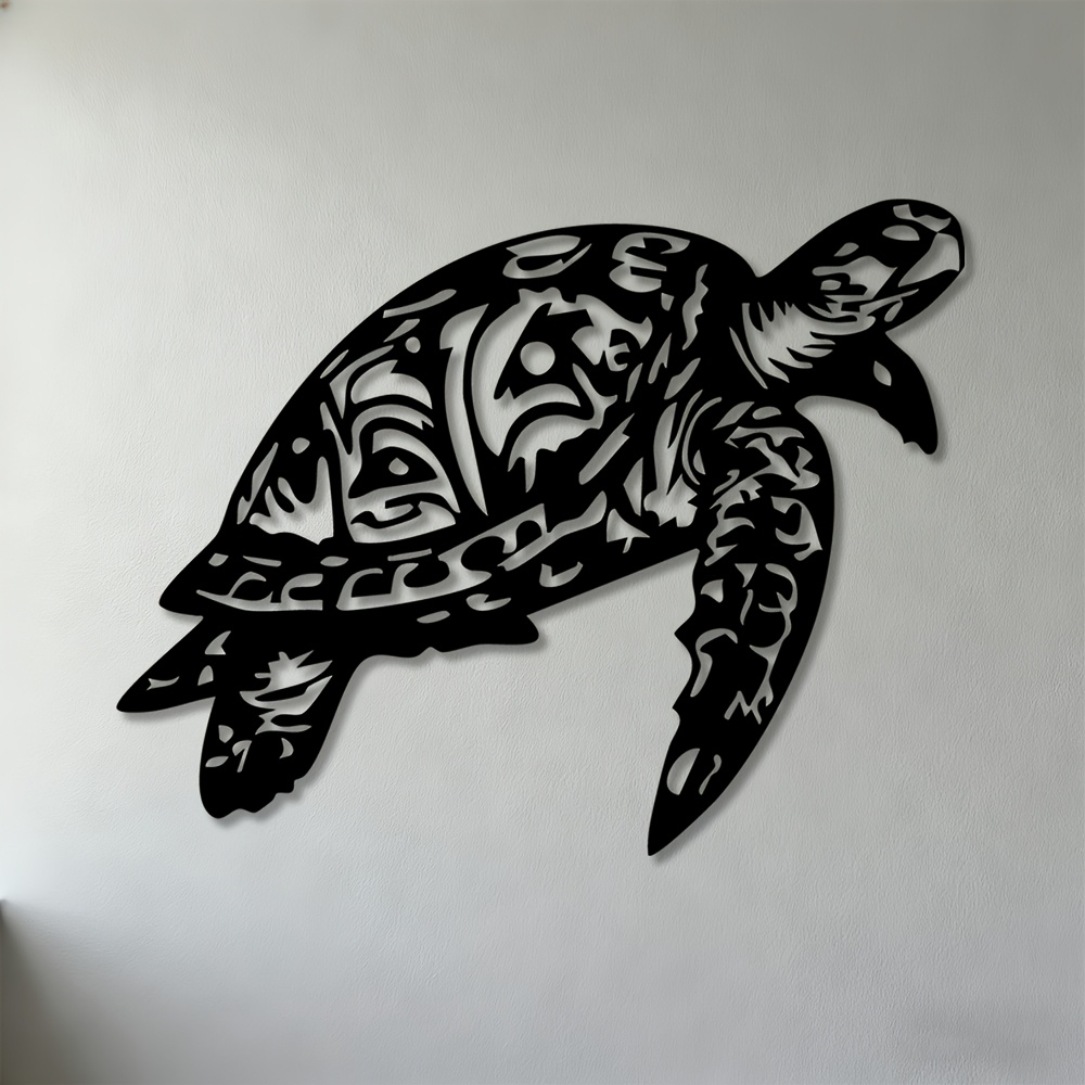TEMU 2d Flat - 1pc, Two-dimensional Wall Sculptures Featuring Tribal Turtle Metal Art, Ideal For Decorating Your Living Room, Bedroom, Bathroom, And