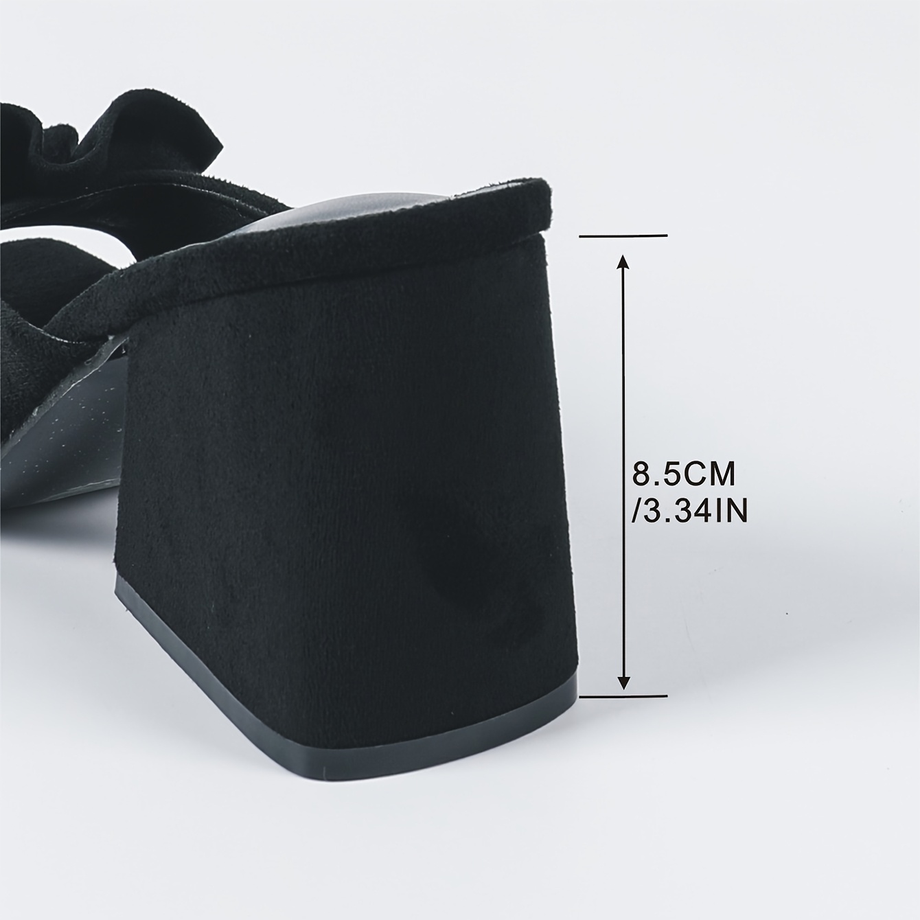 Chic Ladies' Summer Slippers - Black Chunky Heel Open Toe Mules, Women's High Heeled Square Toe Fashion Knit Slip-Ons with Comfortable Rubber Sole